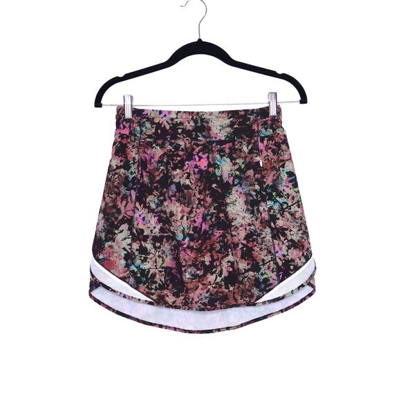 LULULEMON Hotty Hot High-Rise Skirt Stencil Blossom Red Sheer Blue Women's 6 - Picture 1 of 14